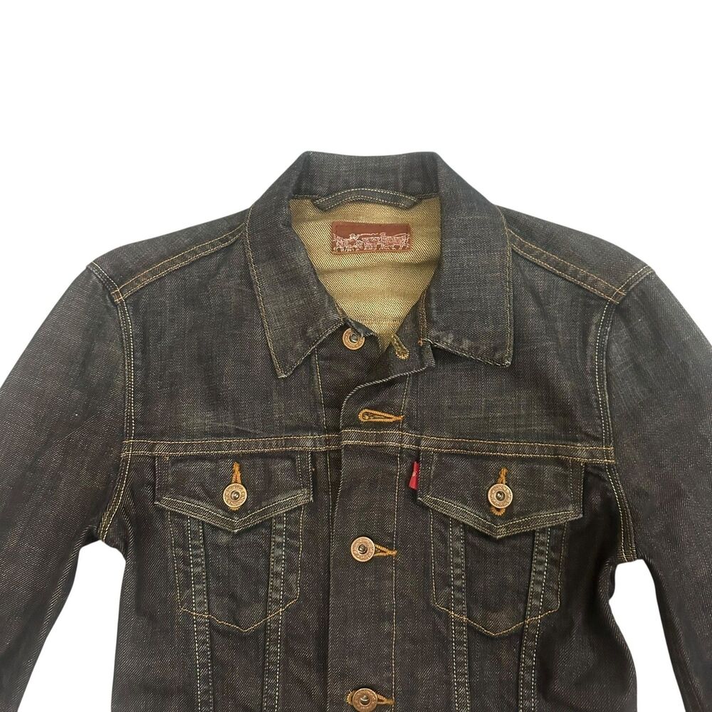 Levis Capital E Trucker Jacket Womens XS Black Denim Slim Fit Made USA Stretch - Picture 3 of 12